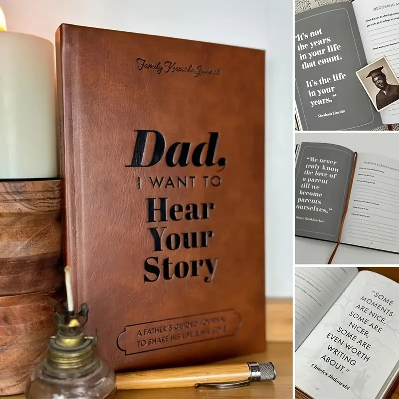 1pc "I Want to Hear Your Story" Memory Book - Hardcover Journal, Heartfelt Daily Guided Journal for Dad & Mom to Share Their Life Stories | 11.8x7.9 Inch | Perfect for Father'S Day, Mother'S Day & Family Gifts, Family Keepsake, Elegant Cover Design