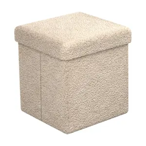 Sorbus Teddy Storage Ottoman - Soft Sherpa Tuft ed Footstool