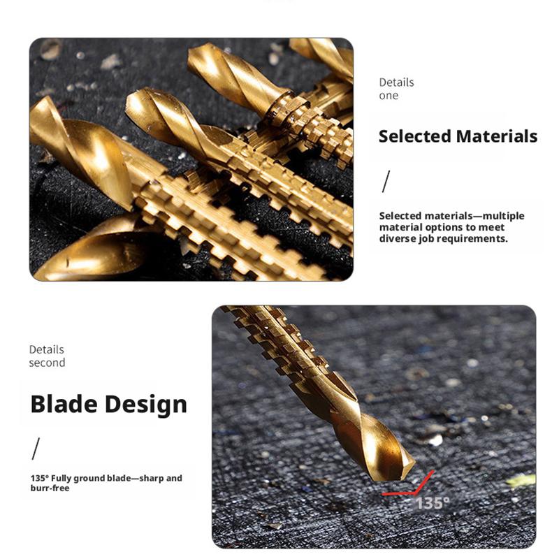 2-in-1 HSS Titanium Coated Drill & Saw Bit Set, Drill and Saw Combo Twist Drill Bit Set for Electric Drills,Complete Sizes 3-8mm for Wood, Metal, Plastic, Metal Wood Hole