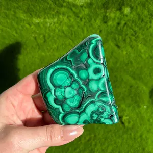 Malachite Freeform, Malachite Palm Stone, Crystal Palm, Crystal Display Polished Malachite