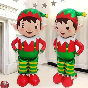 1pc 61-inch Standing Christmas Elf Balloon, Birthday Party Atmosphere Decoration, Prop for Room Decor, Christmas Party Supplies