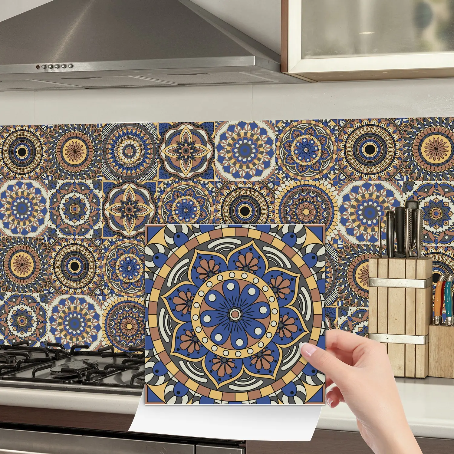 5 Styles Flower Brick Stickers, Decorative Wall Sticker, Self Adhesive Detachable, Aesthetic Patterns, for Wall Decoration in Rooms, Living Rooms, Kitchens, Corridors (48 Pcs)
