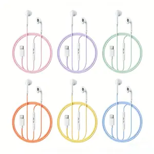 Remax Type-C Wired Earphones, Multi-Color Series, Compatible with Apple Flat Earbuds, Rm-10 Model, High-Quality Audio Experience