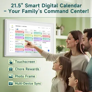 21.5 Inch Smart Digital Calendar Electronic Chore Chart & Planner with 1920x1080P IPS Touchscreen Weekly Monthly Family Organizer for Wall or Desk White 2026 New Version