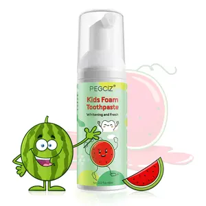 PEGCIZ Kids Foam Toothpaste,Watermelon-flavored children's dental mousse, Fluoride Free Toothpaste, for morning and evening use, protects teeth and is suitable for children