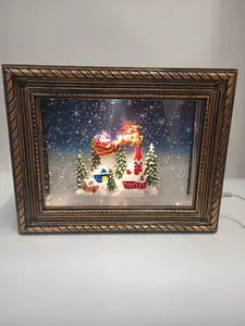 High-End Christmas Falling Snow Crystal Luminous Lamp & Photo Frame Ornament