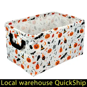 Large Halloween-Themed Storage Basket with Pumpkin & Bat Design – Collapsible Laundry Organizer, Thick Oxford Cloth, Perfect for Bedroom, Bathroom, and Toy Storage, Ideal Halloween Gift, Laundry Basket, Shelf Baskets