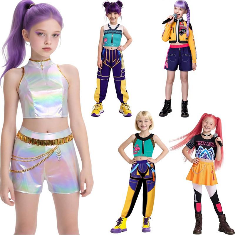 Jackolume Disfraz De Cosplay Kpop – Rumi Y Zoey Para Niños, Conjunto De Escenario De Ídolo Con Chaqueta Y Pantalón, Ideal Para Halloween