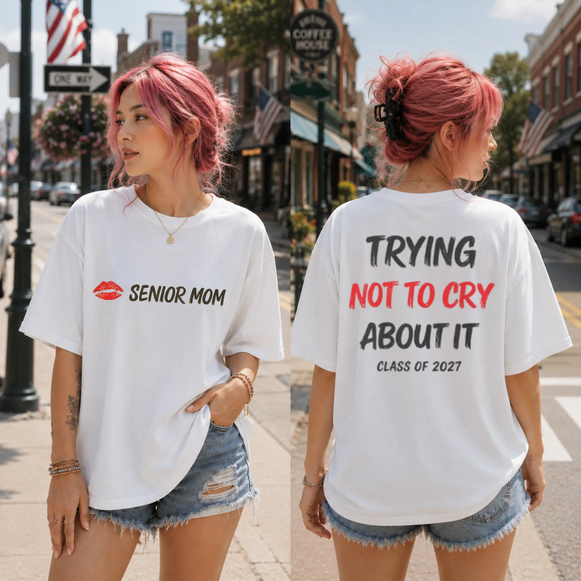 Senior Mom Class of 2027 Shirt, Trying Not to Cry Tee, Senior Parent Shirt, Proud Mom Graduation Tee, Senior Year Mom Gift, Football Game Sweatshirt, Class of 2027 Mom Tee - Trend Cotton Shop