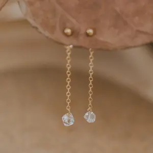 Hello Adorn Herkimer Diamond Backdrop Earrings - Any Occassion Dangling Stone Earrings - Women's Fashion Accessory