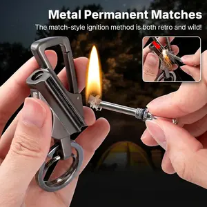 Permanent Match Keychain Lighter with Bottle Opener  infinity lighter – Waterproof Flint Fire Starter, Refillable Forever Match Strike-Anywhere Survival Tool for Camping, Hiking & Emergency Use (Fuel Not Included) outdoorfun