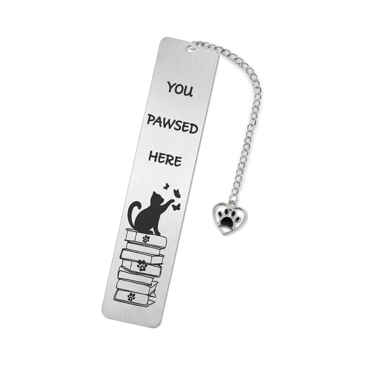 Cat Bookmark for Book Lovers, Stainless Steel Metal Bookmark with Cat Paw