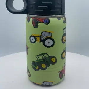 Polar Camel Tractor 12 oz Water Bottle UV Printed BPA Free Double Wall Insulated Portable Tumbler with Lid & Straw for Kids