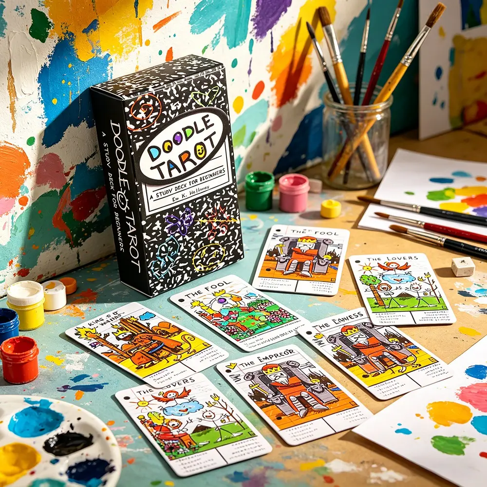 78 Tarot Cards Set, DOODLE TAROT,Artistic Tarot Cards, Beginner's Divination Deck, Festival Party Interactive Creative Fun Divination Card Game, Tarot Card Decks