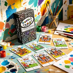 78 Tarot Cards Set, DOODLE TAROT,Artistic Tarot Cards, Beginner's Divination Deck, Festival Party Interactive Creative Fun Divination Card Game