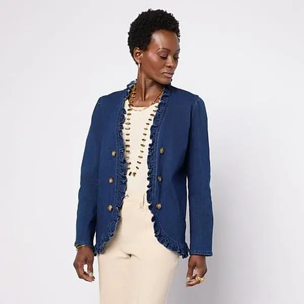 Colleen Lopez Denim Ruffle Jacket