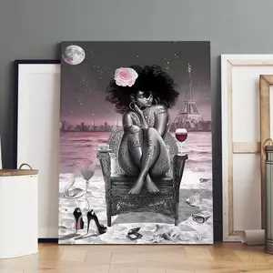 Wooden Frame Canvas Poster, Canvas Prints, Modern Art Decor, Moon Star Print, Waterproof Wall Art, Suitable for Living Room, Bedroom, Hallway, Fashionable Home Decoration