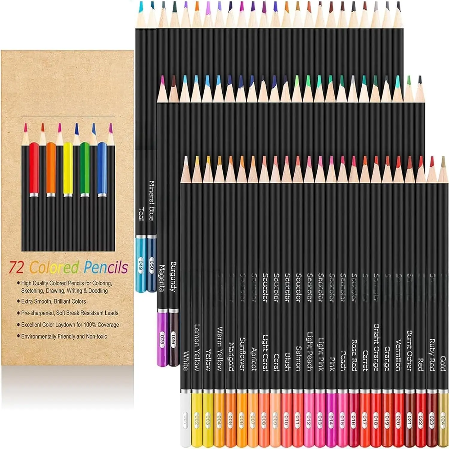 72-Color Colored Pencils for Adult Coloring Books, Christmas Stocking Stuffers for Teen Girl Boys Gifts, Soft Core Color Pencil Set for  Art Supplies, Coloring Drawing Sketching Pencils, Birthday