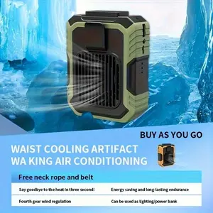 Ntaanoo Portable Waist Fan 2026 New Personal Rechargeable with 3 Speeds Airflow & LED Light for Outdoor Jobsite Farm Traveling Fishing
