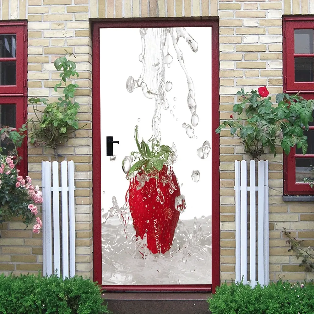 2pcs This strawberry water drop decorative wall sticker uses high-definition printing technology, with bright colors and a three-dimensional effect, which can add a vivid natural atmosphere to your