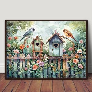 bird & flower pattern diy diamond arts colorful painting kit without frame, diy 5d diamond arts colorful painting for bedroom home wall decor
