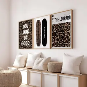 Set of 3 Leopard Wall Art Print, You look so Good Printable Decor, Skateboard Stockholm Decor