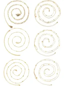 6 Pieces Chain Waist Belly Chain Waist Beads Layered Chain Elegant Trendy Chain Beach Summer Body Jewelry for Women Girls Chain Waist Bikini Chain Belly Chain Sexy Adjustable (Gold), Zircon,Metal, Zircon