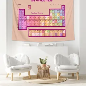 1PC Large Colorful Periodic Table of Elements Tapestry Educational & Decorative Wall Art Tapestry for Bedroom, Study Room, Classroom, or Room Decor Extra Large 78*59inch Polyester Tapestries with Free Installation Package Decor As Best Gift for Housewarmi
