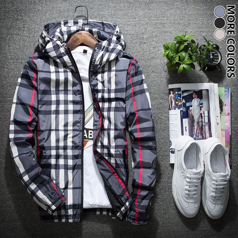 autumn fashion style Men’s Spring Summer Trendy Checkered Hooded Jacket | Daily Casual All-Match Outerwear