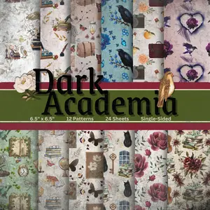 Dark Academia Decorative Background Paper for Scrapbooking 6.5" x 6.5"