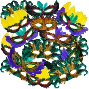 Bulk Mardi Gras Masks - (pack Of 50) Carnival Masquerade Mask For Women And Men And  Party Mask Costume For Party Decorations, Feather Mardi Gras Decorations Supplies & Mardi Gras Party Favors