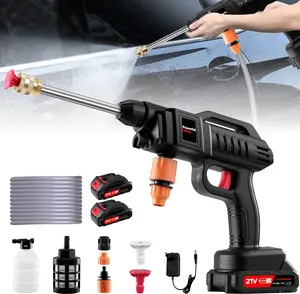 Cordless Pressure Washer, 550W 24V Portable Pressure Washer With 6-in-1 Nozzle, 5 m Hose, Cordless Jet Wash for Car, Floor Garden Cleaning, Garden Watering(2 Batteries)