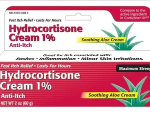 Taro Hydrocortisone Cream 1% with Soothing Aloe (2 Fl Oz) Fast-Acting Maximum Strength Anti-Itch Relief for Eczema, Psoriasis, Rashes, Hives, Bug Bites & Irritated Skin, Dye Free