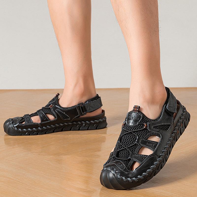 Men's breathable sandals that fit the toes, comfortable and anti-slip rubber soles, casual hook-loop fastening beach water shoes, men's outdoor shoes Footwear Slides