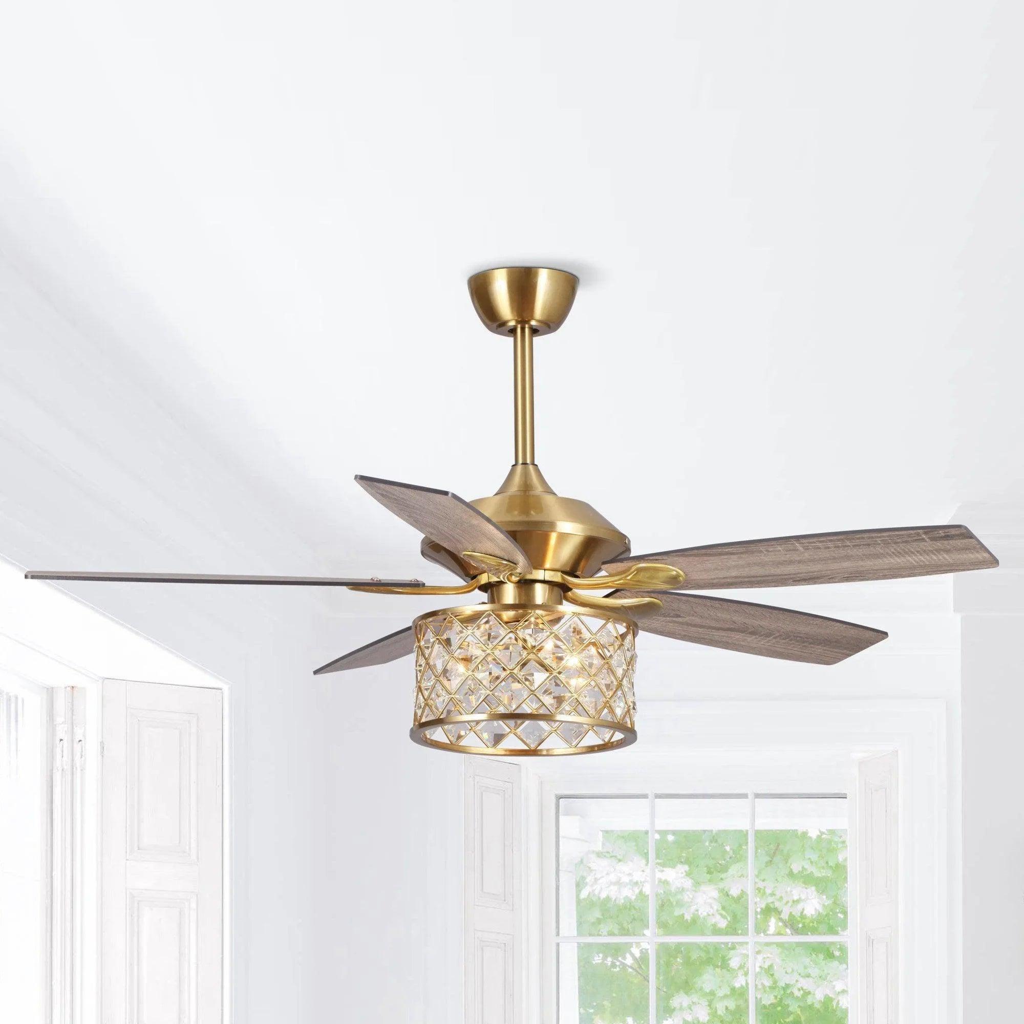 Luxurious 52-Inch Gold Ceiling Fan with Dimmable LED Light & Remote Control | Modern Elegant Home Decor