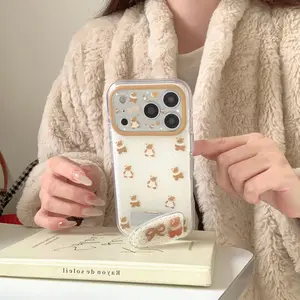 Case for iPhone 13 14 15 16 17 Pro Max Phone Case with Polka Dot White Apron Bear Cute Cartoon Aesthetic Trending Phone Cover
