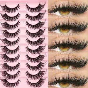 10 Pairs D Curl Russian False Eyelashes, Dense Natural Look, Voluminous and Long, 3D Effect, Patch Style, 16-18mm Length