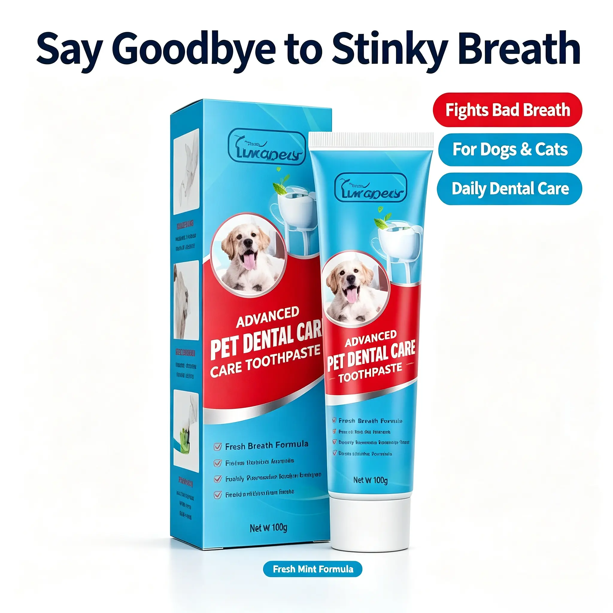 Dog & Cat Oral Care Toothpaste - Advanced Formula for Pet Dental Cleaning and Fresh Breath