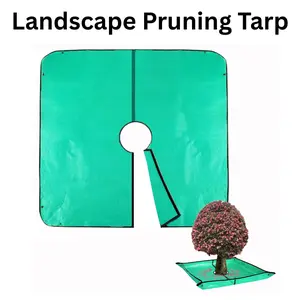 Landscape Pruning Tarp 78.7"x78.7" with 12" Hole Waterproof Polyethylene Tarp for Trimming Trees and Shrubs with Corner Buckles Ideal for Quick Plant and Tree Maintenance