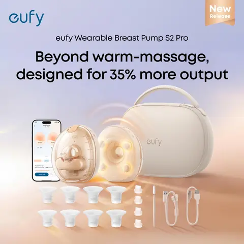 【Exclusive Bundle】eufy S2 Pro Heated Massage Wearable Breast Pump, Wireless Rechargeable Pump with Charging Case, Nipple Light, DIY Rhythm,Full Milk & Leak Alert,Wireless Charging Case,7-Day Battery,App Control Wireless Rechargeable Pump.#FallDealsForYou