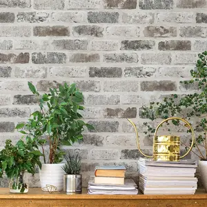 Brick peel and stick wallpaper brick wallpaper grey brown 3d brick self adhesive wallpaper removable contact paper brick textured vintage wallpaper decorative wall classroom covering