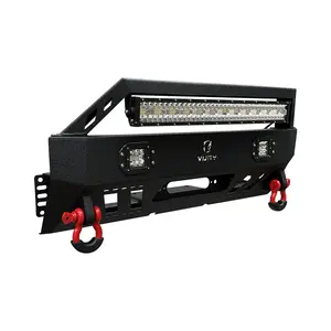 TIOYAR Front Bumper Black Texture for 2010-2024 Toyota 4 Runner with Winch Plate LED Lights & 2 D-Rings for Off-Road Performance Car Accessories