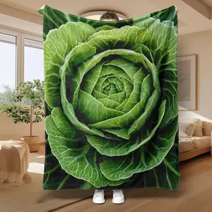 Creative Cabbage Leaf Print Blanket, High Definition Print, Cloud Soft, Fun Cabbage Blanket, Perfect Gift, Suitable for RV, Camping, Sofa, Bed