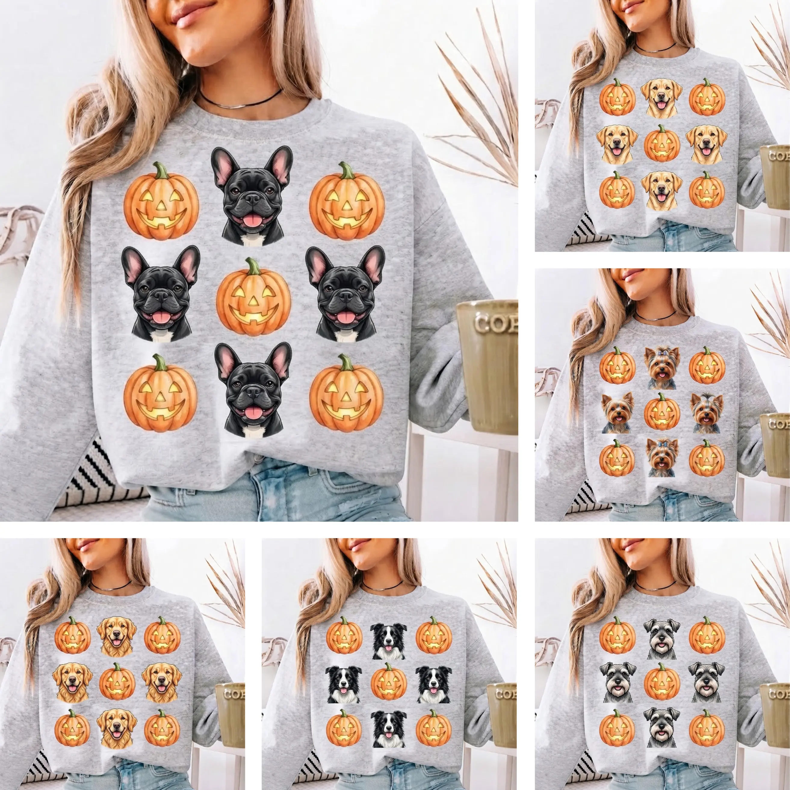 Custom Dog Breed Halloween Sweatshirt - Personalized Pet Portrait Sweater - 30+ Breeds Available - Perfect Gift for Dog Moms & Dads