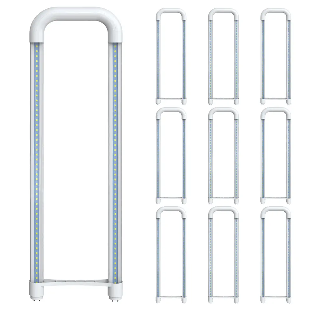 U Shaped LED Tube Lights, T8 T12, 18W(40W Equiv.), 6000K Super Bright, 2000LM, Ceiling Grid Fixture Fluorescent Light Tube Replacement, Ballast Bypass, Dual-Ended Powered, Shatterproof, 10 Pack