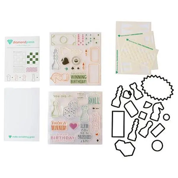 Crafts & Sewing Diamond Press You're a Winner Stamp, Die and Stencil Kit