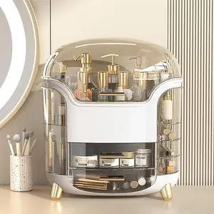 Makeup Organizer, Clear Multi Grid Large Capacity Cosmetic Storage Box with Drawer Desktop Organizer for Home Bedroom Vanity Dresser Table, Gift