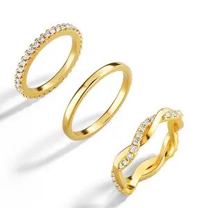 Tewiky Stackable Rings for Women Non Tarnish, Dainty Set Thumb Fashion Thin Cubic Zirconia Ring Pack Simple Unique Statement Jewlery Women7/8/9/10