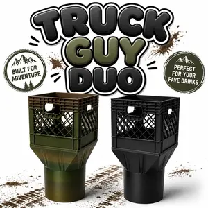 Truck Guy Duo Crate Cup Holder - 2-Pack Square Pint Sized Iced Tea Holders for Cars Boats Couch - Lightweight Sturdy 3D Printed Design - Perfect for Daily Use Road Trips