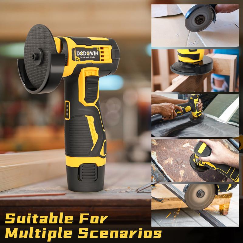 19500RPM Mini Cordless Angle Grinder, Electric Polishing Grinding Machine, Lithium Battery Power Tool W/ 2 Batteries & Accessories.Metal Polishing Machine, Suitable For Wood, Metal, Stone, Concrete Grinding, Precision Polishing, Great Christmas Gift